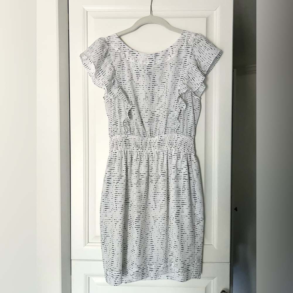 BCBGeneration White Ruffled Smocked Waist Dress